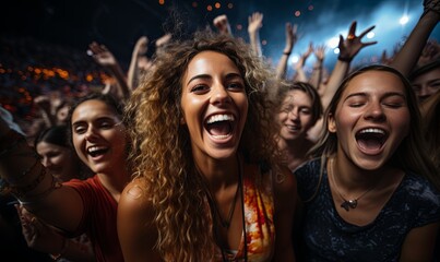 Wall Mural - Crowd at Concert Raises Hands