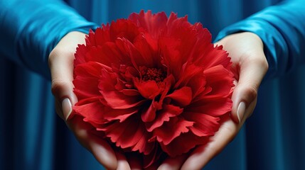 Wall Mural - red flower in hand