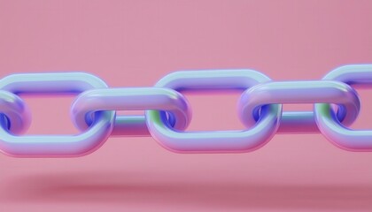 A vibrant, glossy chain link design against a soft pink backdrop, symbolizing connection and unity in modern aesthetics.