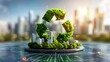 © TEN.POD - Green city with a recycle symbol.