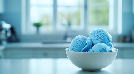 Wall Mural - Blue Ice Cream in a White Bowl