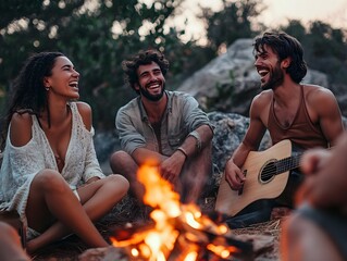 group of friends having a picnic