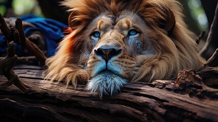 Poster - Beautiful and colored animals with glasses, lion  