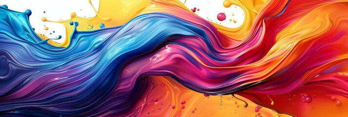 Wall Mural - a stunning abstract composition featuring a mesmerizing blend of colorful waves and fluid shapes tha