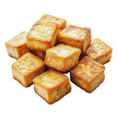 Wall Mural - PNG Fried tofu cubes on a white background