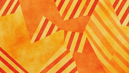 Wall Mural - Seamless Abstract with Geometric Patterns in Burnt Orange and Sunshine Yellow