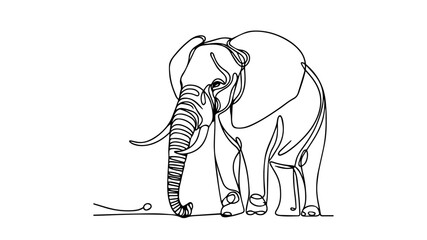 Wall Mural - elephant line art drawing