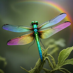 Wall Mural - dragonfly sits in the garden, ai-generatet