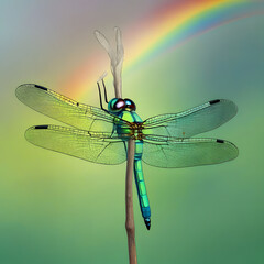 Wall Mural - dragonfly sits in the garden, ai-generatet