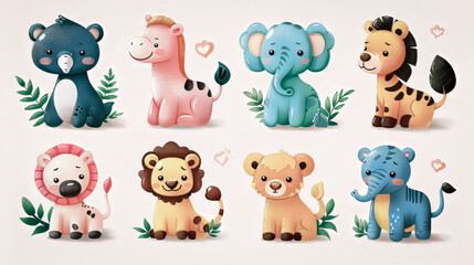 Poster - Set of different animal stickers.