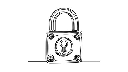 lock one line drawing vector