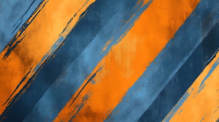 Aufkleber - Chambray Blue and Burnt Orange Bold Striped Background