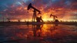 © Рудой Максим - Oil pumps working at sunset with vibrant skies and reflections