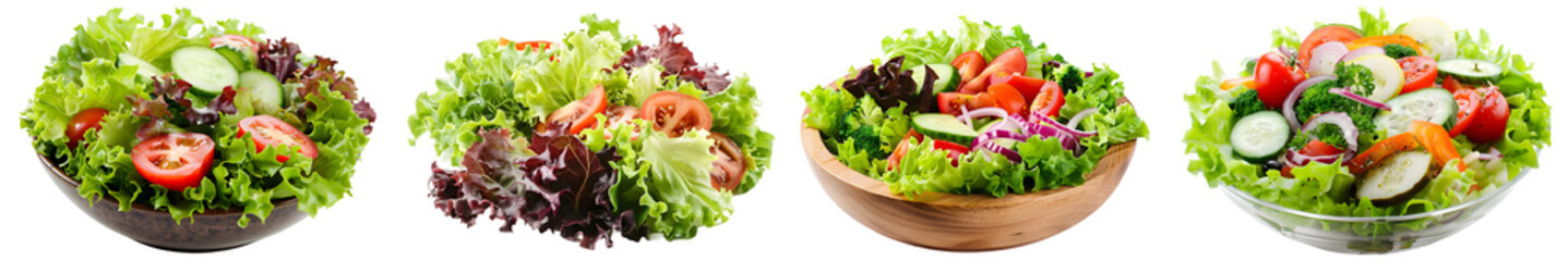 Yummy salad isolated on white background. Generative AI.