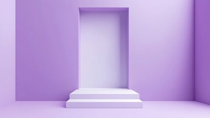 Poster - Minimalist Lilac Background with Centered Thin White Rectangle