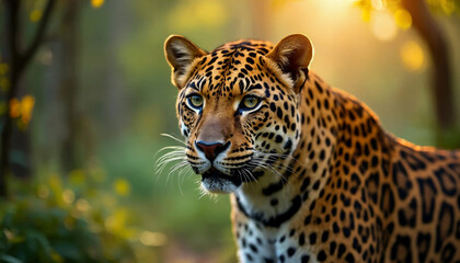 Wall Mural - close up portrait of a leopard