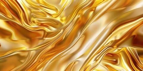 Sticker - A stunning and elegant golden fabric texture featuring smooth, flowing waves, ideal for luxurythemed designs