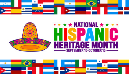 Wall Mural - national hispanic heritage month festival world flag background or banner template. use to banner, c