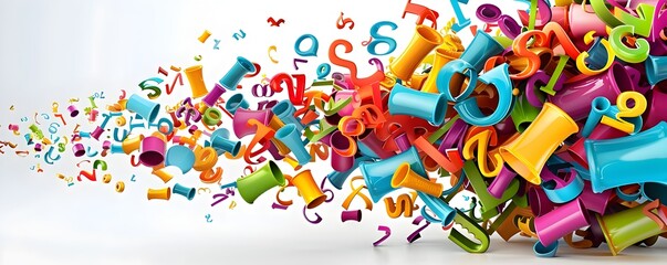 Poster - Colorful 3D Letters and Numbers.