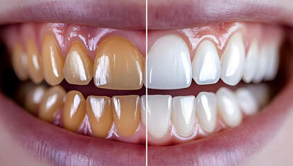 Wall Mural - Before and After Teeth Whitening Close-Up Horizontal Comparison