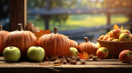 Poster - pumpkins in the garden