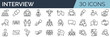 © SkyLine - Set of 30 outline icons related to interview. Linear icon collection. Editable stroke. Vector illustration