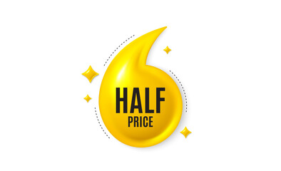 Poster - Offer 3d quotation banner. Half Price tag. Special offer Sale sign. Advertising Discounts symbol. Half price quote message. Yellow quotation comma banner. Vector