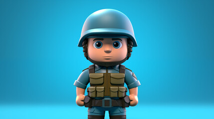 Cartoon 3D soldier illustration picture
