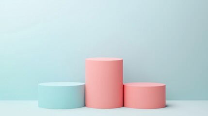 Canvas Print - Stacked pastel cylinders on a minimalistic background