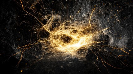 Wall Mural - abstract glowing light burst with dark background.