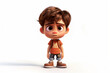 © Art of Ngu - Sad stressed upset cartoon character boy kid child teen person standing alone in 3d style design on light background. Human people feelings expression concept