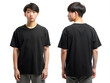 © KingKongThePitbull - Man in oversize Black T-shirt mockup, Front and Back, isolated on white background, clipping path