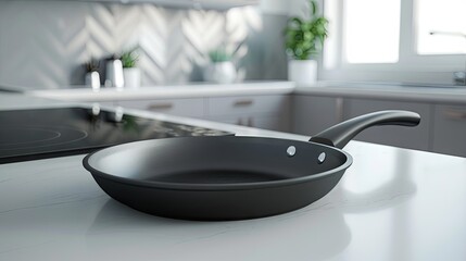 Wall Mural - Frying pan for cooking on the kitchen counter of a modern kitchen