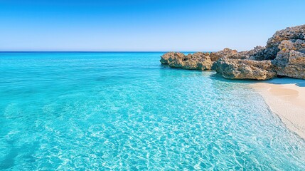 Poster - Crystal Clear Turquoise Water and Sandy Beach.