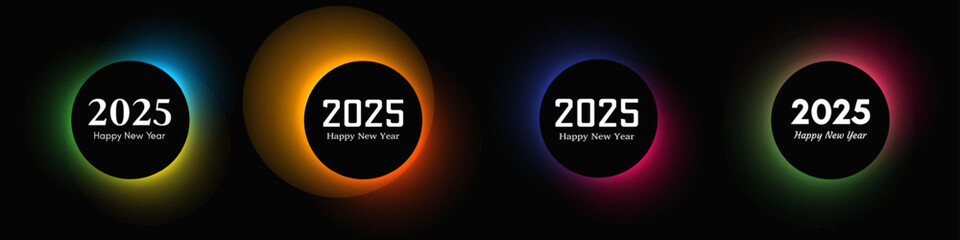 Canvas Print - Happy new year 2025 inscription in circle light frame