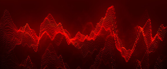 Wall Mural - Futuristic particle wave. Abstract technology background. Big data visualization. Equalizer wave. 3D rendering.