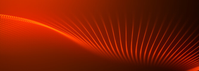Wall Mural - Abstract digital particle wave. Technology background. Futuristic dot wave. Network connection structure. Presentation design background. Technology or science banner. 3d rendering.