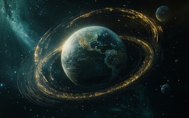 Wall Mural - digital space art in 5k - a beautiful cosmic scene with planets.