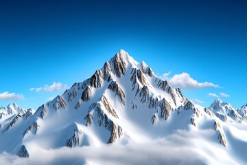 Aufkleber - A clean, simple design of snow-covered mountains, with only the peaks and ridges emphasized