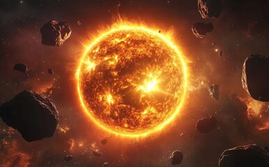 Wall Mural - sun illustration in 5k - high quality digital space art