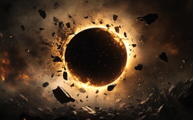Wall Mural - the 3d visualization of the solar eclipse on a high quality digital canvas in 5k resolution - a real