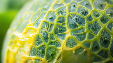 Canvas Print - Close-up of a green melon rind with a yellow patch.