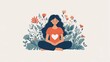© Digital Artistry Den - Embracing Self Compassion for Holistic Mental Health Care through Flat Design A calming serene image that symbolizes the importance of self care self acceptance