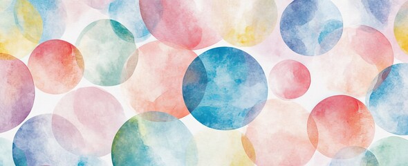 Wall Mural - A background of abstract bubble watercolor brushstrokes painted on texture paper.