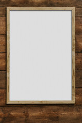 Canvas Print - Wooden frame png mockup on brown brick wall