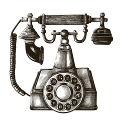 Wall Mural - hand drawn retro line telephone sticker design element