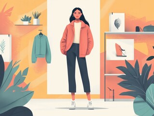 Wall Mural - Retail Fashion Influencer Led Trend Campaigns with Flat Design for Apparel Cosmetics and Accessories Brands to Promote Products and Drive E commerce Sales