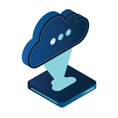 Wall Mural - isometric cloud database. cloud computing and file cloud storage. modern technology. vector illustra