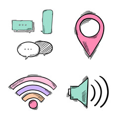 Wall Mural - social media story png doodle sticker set
