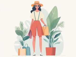 Wall Mural - Fashionable and Stylish Flat Design for Fashion Marketing Influencer Driven Style Guides and Brand Promotion on Social Media Platforms